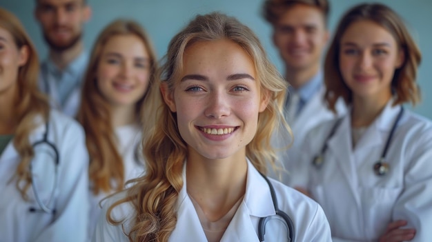 Photo a female doctor with a stethoscope on her neck