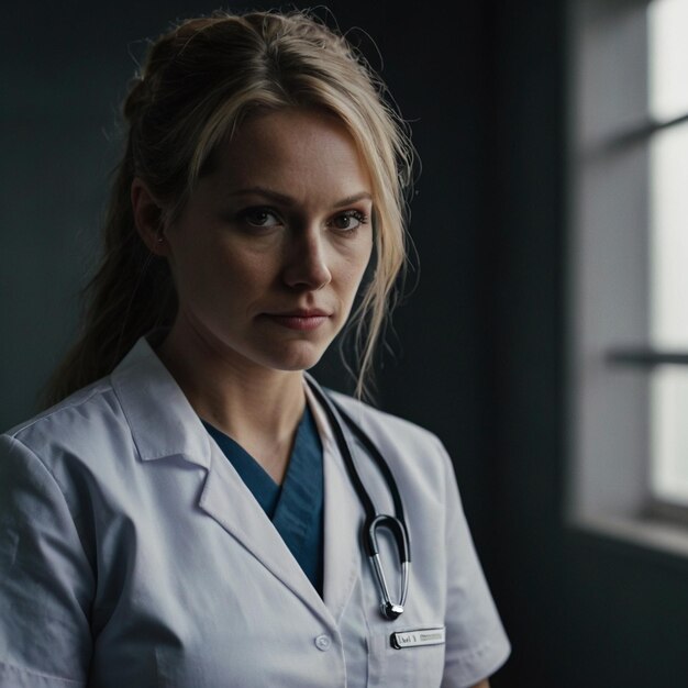 Photo a female doctor with a stethoscope on her neck