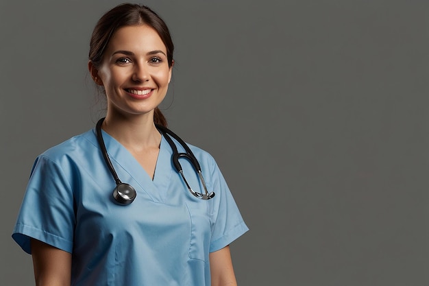 Female Doctor with Stethoscope in Medical Office