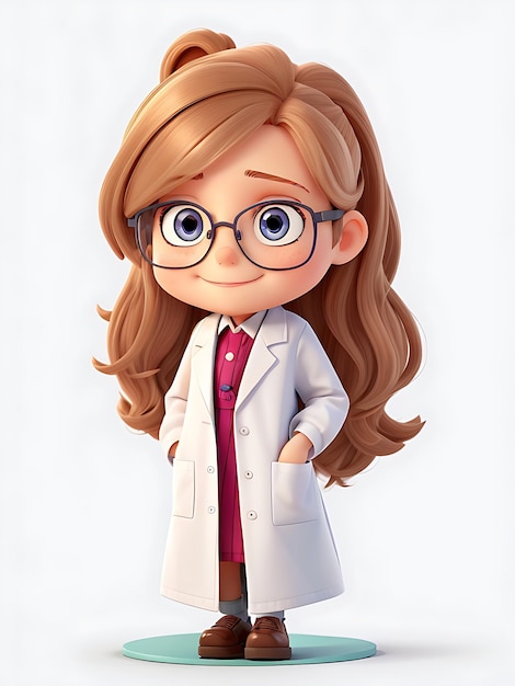 A female doctor with a white lab coat and glasses 3D SCIENTIST SCIENTIST AI GENERATED