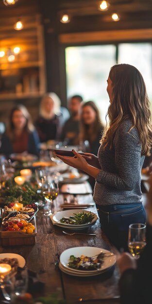 Female entrepreneur presenting to a small audience