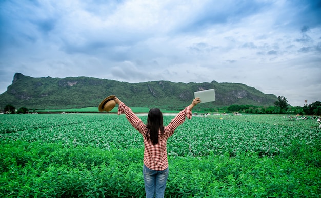 Female farmers the agricultural produce of vegetable farms