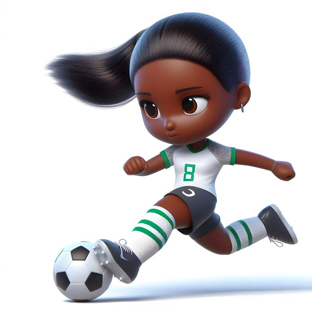 A Female Football Player Dynamic Soccer Play in Action