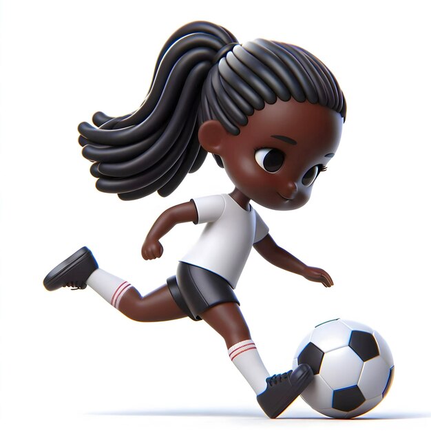 A Female Football Player Dynamic Soccer Play in Action