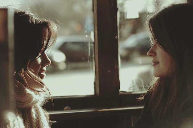 Female friends hanging out in cafe