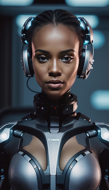 Female futuristic humanoid robot cyborg android