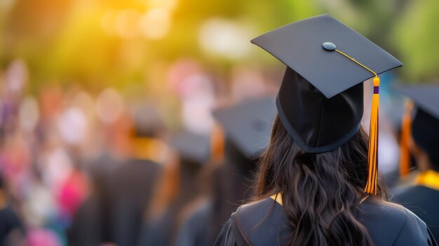 a female graduate with a graduation cap on her head