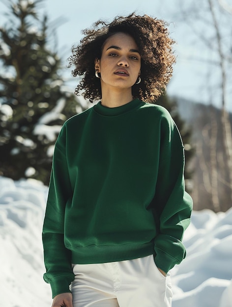 Photo female green sweatshirt mockup