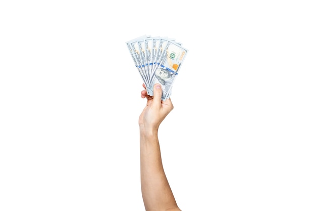 Female hand holds money isolated