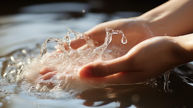 Female hands applying liquid soap