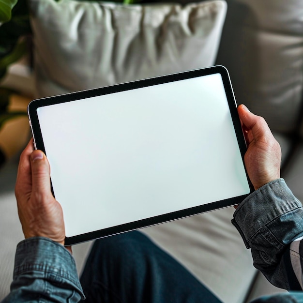 Photo female hands holding a phone with blank screen ideal for mockup social media and design projects