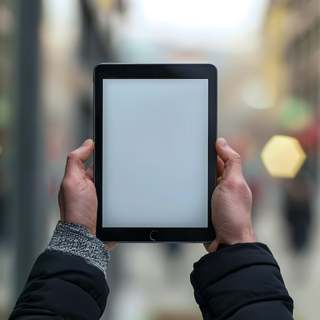 Photo female hands holding a phone with blank screen ideal for mockup social media and design projects