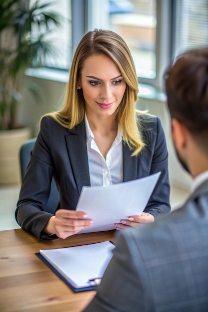 Female HR employee looking at cv resume to hire candidates analyzing information before job interview Woman using expertise documents to make job offer and recruit applicants Close up