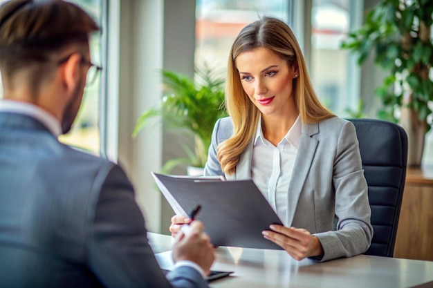 Female HR employee looking at cv resume to hire candidates analyzing information before job interview Woman using expertise documents to make job offer and recruit applicants Close up