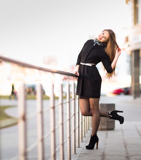 Female manager on the background of an office building