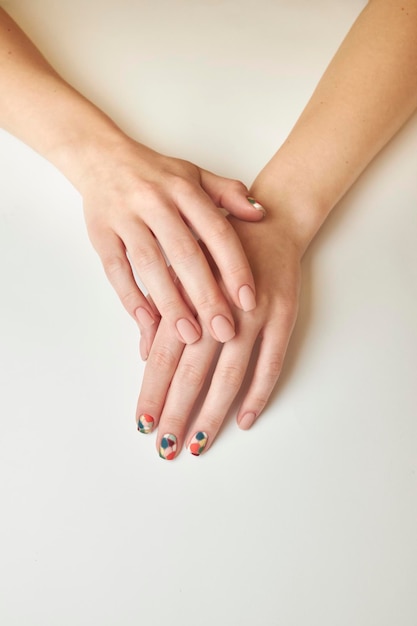 female manicure on a white background. nail. Women's hands with a beautiful manicure. women's nails.