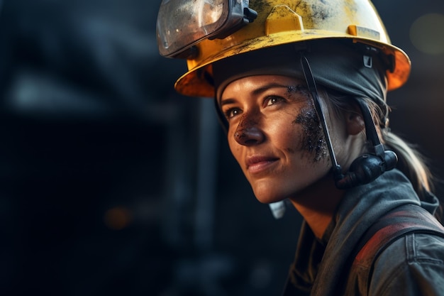 female miner in helmet Generative AI