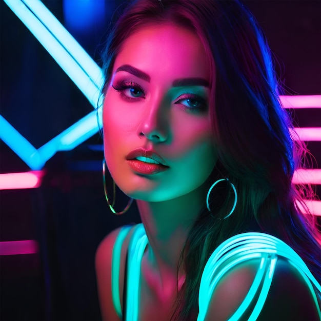 female model with neon photography