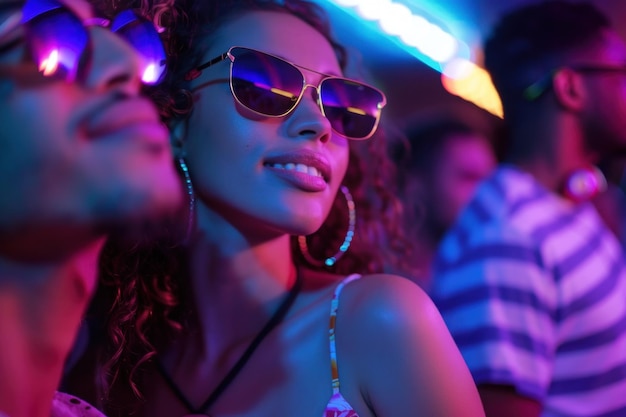 Photo female in a night club wearing sunglasses young woman in a nightclub