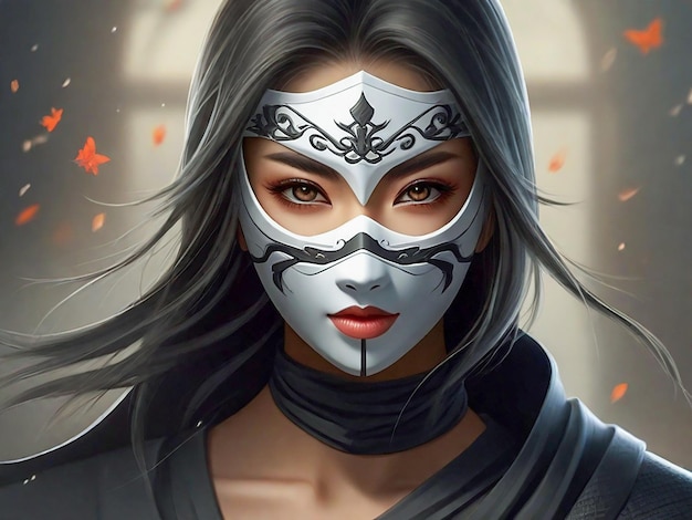 Female Ninja with a Mask Generative AI