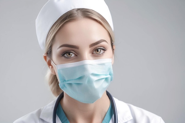 Female nurse isolated on white background