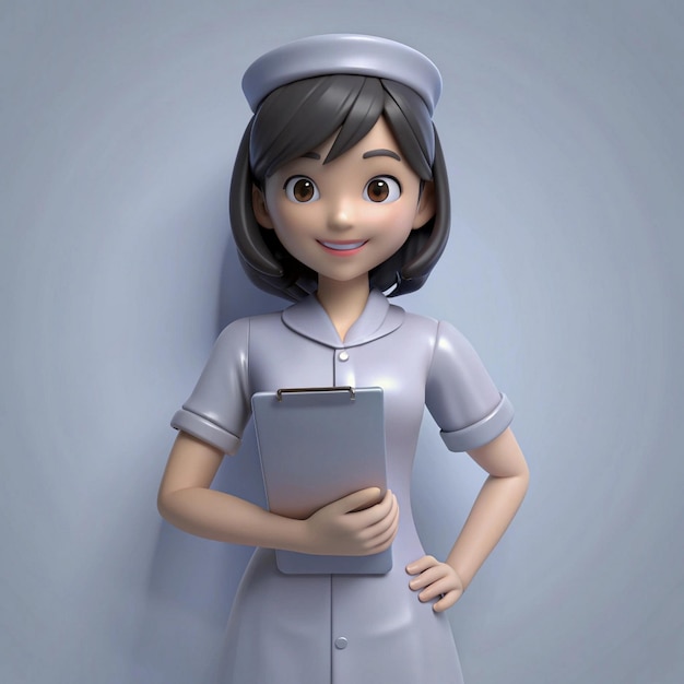 Photo a female nurse with a folder in her hand and a book in her hand