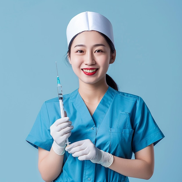 a female nurse with a syringe in her hand