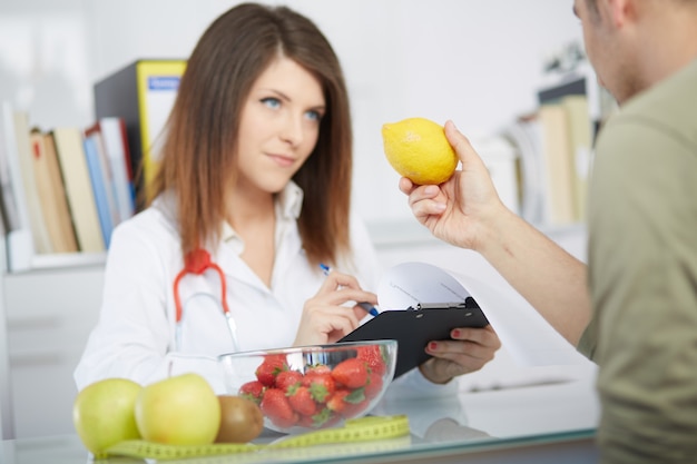 Female nutritionist working in her studio