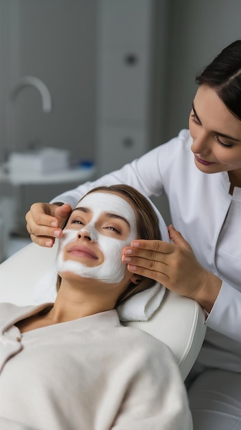 Female patient receiving cosmetic treatment