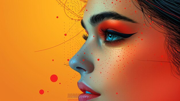 Female portrait illustration collection Illustration makeup face Digital Fashion illustration for social media posts Wallpaper background