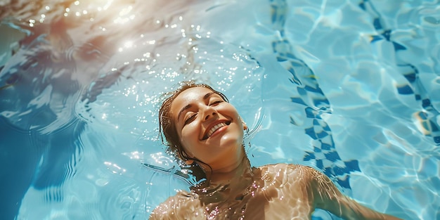 Female relaxing in pool following treatments