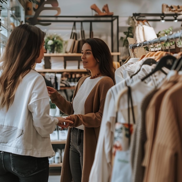 Female retail worker assisting customers