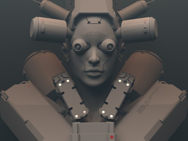 Photo female robot concept in 3d rendering isolated