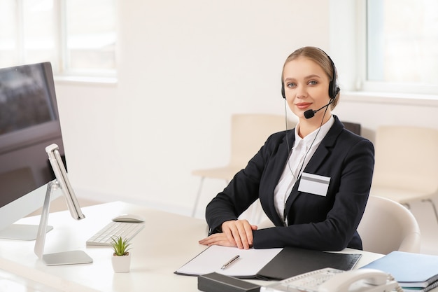 Female secretary working in office