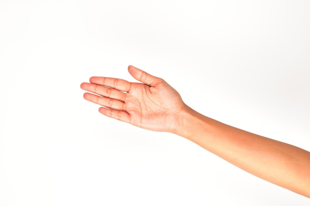 Female slap hand gesture isolated on white background