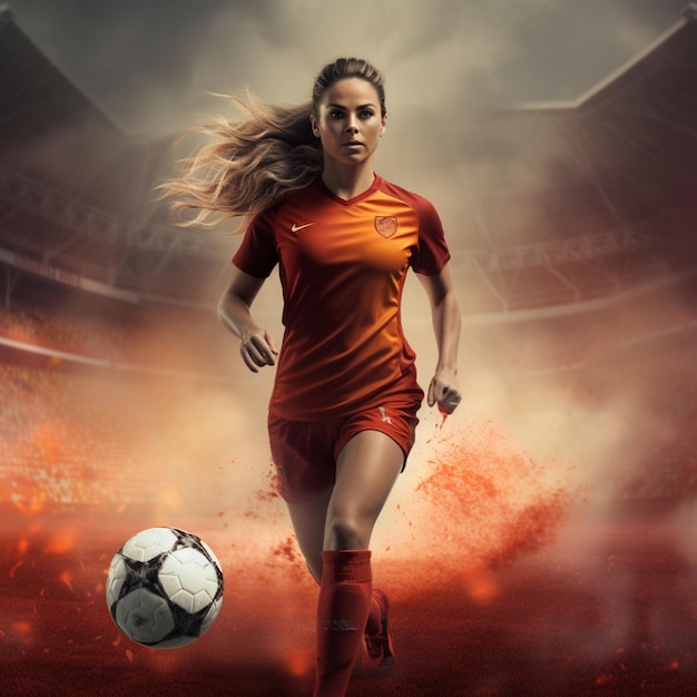 female soccer high quality 4k hdr