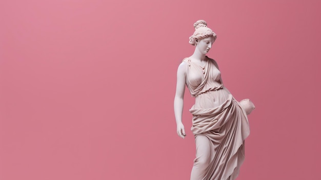 female statue on pink background beautiful stone