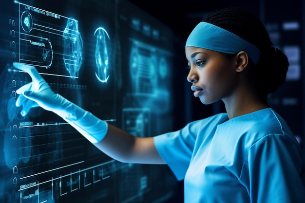 Photo a female surgeon in scrub clothes an