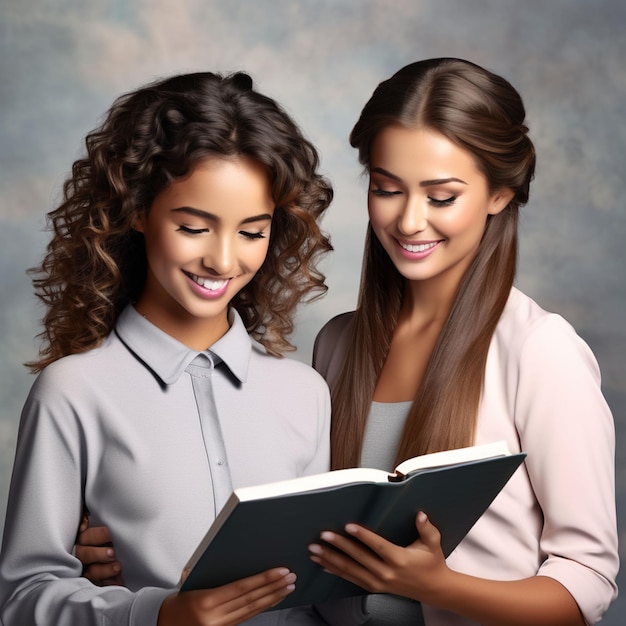 Female teacher and male pupil smiling in class