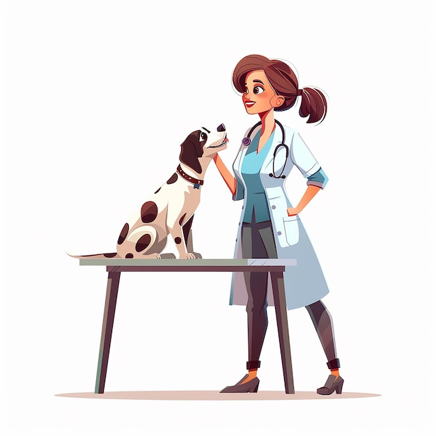 Photo female veterinarian cartoon flat design isolated