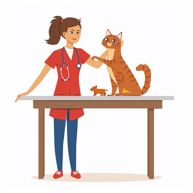 Photo female veterinarian cartoon flat design isolated