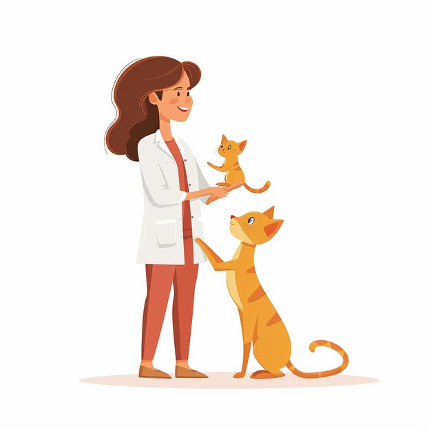 Photo female veterinarian cartoon flat design isolated