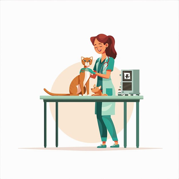 Photo female veterinarian cartoon flat design isolated