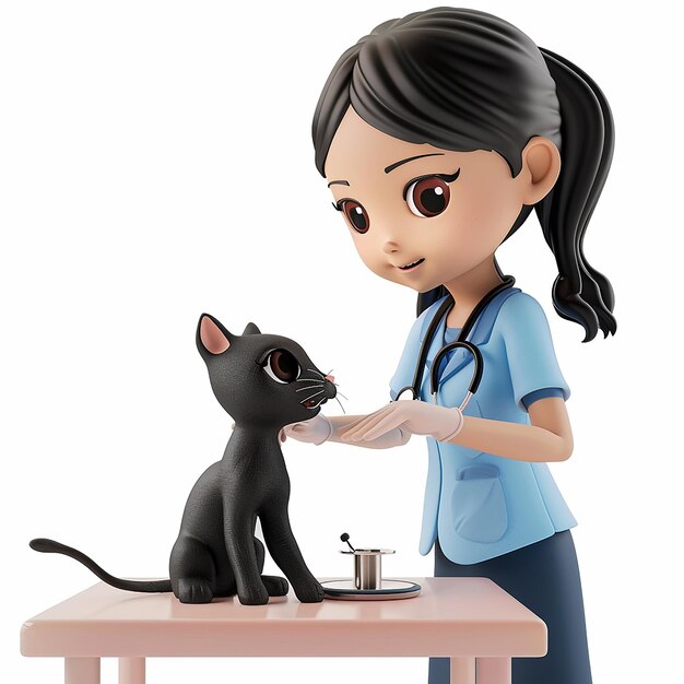 Photo female veterinarian cartoon isolated