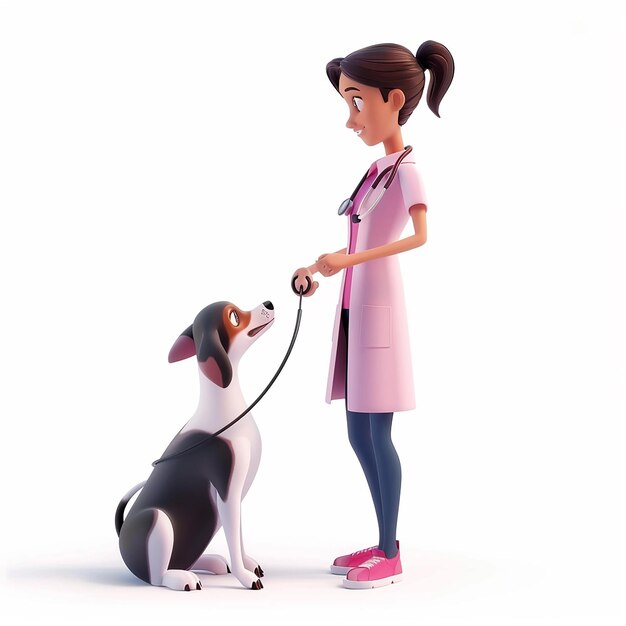 Photo female veterinarian cartoon isolated