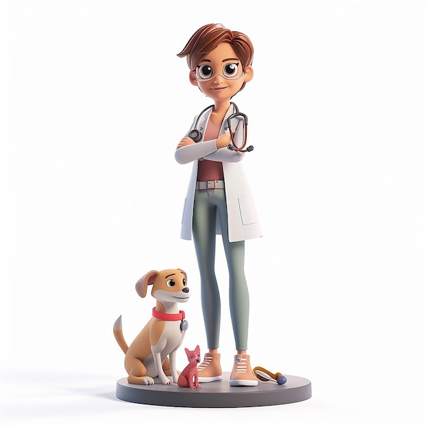 Photo female veterinarian cartoon isolated