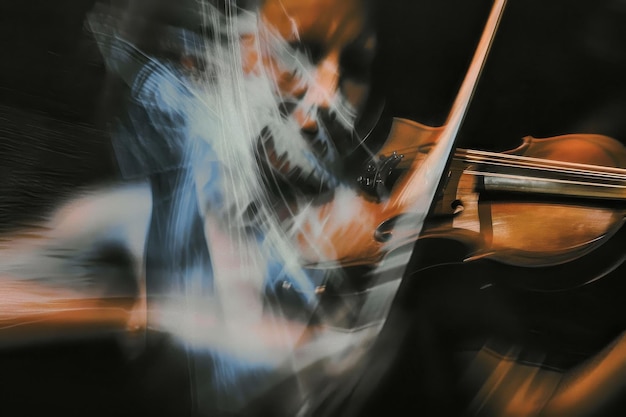 Photo the female violinist long exposure of female violinist at concert