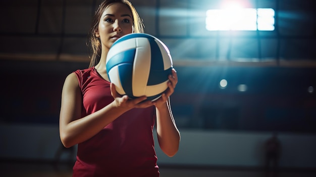 female volleyball player holding the ball Volleyball training practice competition on the field