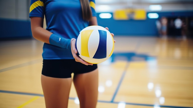 female volleyball player holding the ball Volleyball training practice competition on the field