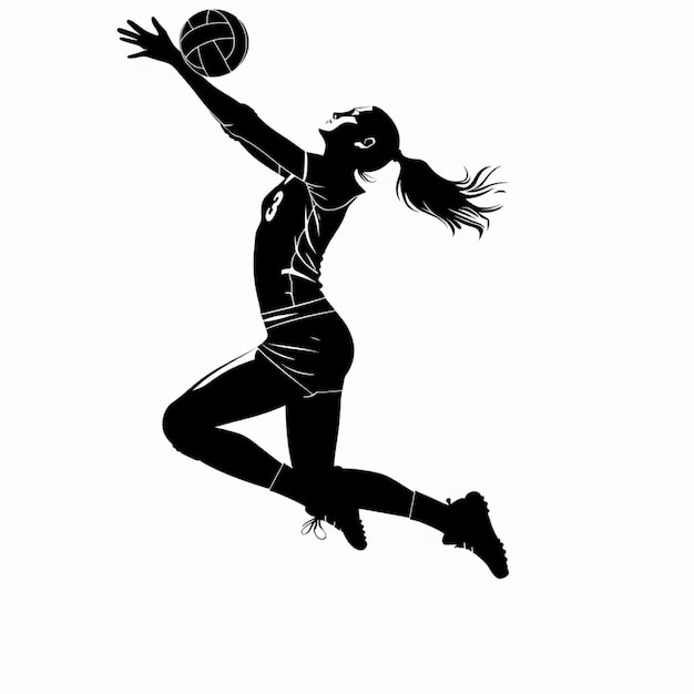 Photo female volleyball player silhouette isolated on white background vector illustration